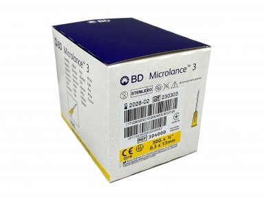 BD Microlance 3 adata vienkartinė 30G x 13 mm 100 vnt. BD Microlance 3 adata vienkartinė 30G x 13 mm 100 vnt.