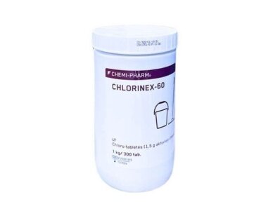 CHLORINEX-60 - Dezinfekcinės chloro 1,5 g tabletės paviršiams 300 vnt. CHLORINEX-60 - Dezinfekcinės chloro 1,5 g tabletės paviršiams 300 vnt.