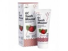 GC Tooth Mousse Recaldent braškių skonio dantų kremas be fluoro 40 g (35 ml)