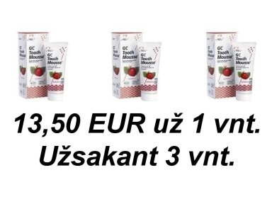 GC Tooth Mousse Recaldent braškių skonio dantų kremas be fluoro 40 g (35 ml). Po 13,50 EUR už 1 vnt. užsakant 3 vnt. GC Tooth Mousse Recaldent braškių skonio dantų kremas be fluoro 40 g (35 ml). Po 13,50 EUR už 1 vnt. užsakant 3 vnt.