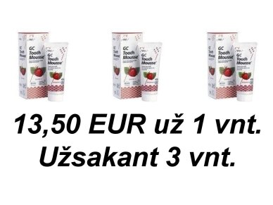 GC Tooth Mousse Recaldent braškių skonio dantų kremas be fluoro 40 g (35 ml). Po 13,50 EUR už 1 vnt. užsakant 3 vnt. GC Tooth Mousse Recaldent braškių skonio dantų kremas be fluoro 40 g (35 ml). Po 13,50 EUR už 1 vnt. užsakant 3 vnt.