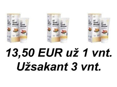 GC Tooth Mousse Recaldent įvairių vaisių skonio dantų kremas be fluoro 40 g (35 ml). Po 13,50 EUR už 1 vnt. užsakant 3 vnt. GC Tooth Mousse Recaldent įvairių vaisių skonio dantų kremas be fluoro 40 g (35 ml). Po 13,50 EUR už 1 vnt. užsakant 3 vnt.