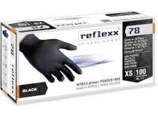 REFLEXX 78 Nitrilinės pirštinės L dydis 100 vnt, juodos spalvos, be pudros, vienkartinės
