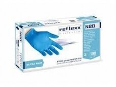 REFLEXX N80 Nitrilinės pirštinės M dydis 100 vnt, mėlynos spalvos, be pudros, vienkartinės