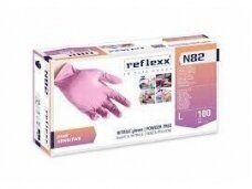 REFLEXX N82 Nitrilinės pirštinės M dydis 100 vnt, šviesiai rožinės spalvos, be pudros, vienkartinės